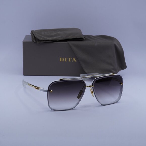 Dita MACH-SIX-DTS121-62-07 Aviator Sunglasses - Matte White/Gold/Grey - Picture 1 of 12